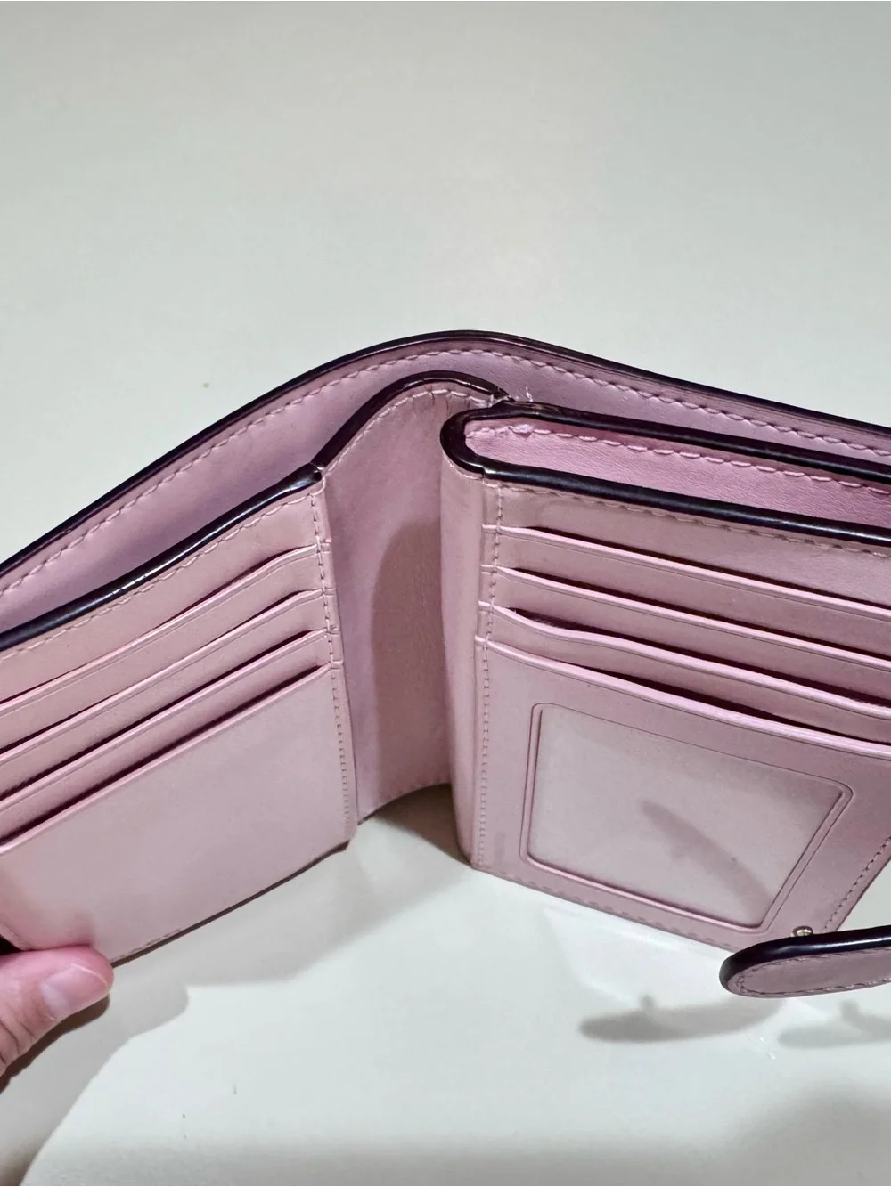 Coach Small Signature Wallet with Pink Snap and Gold Logo